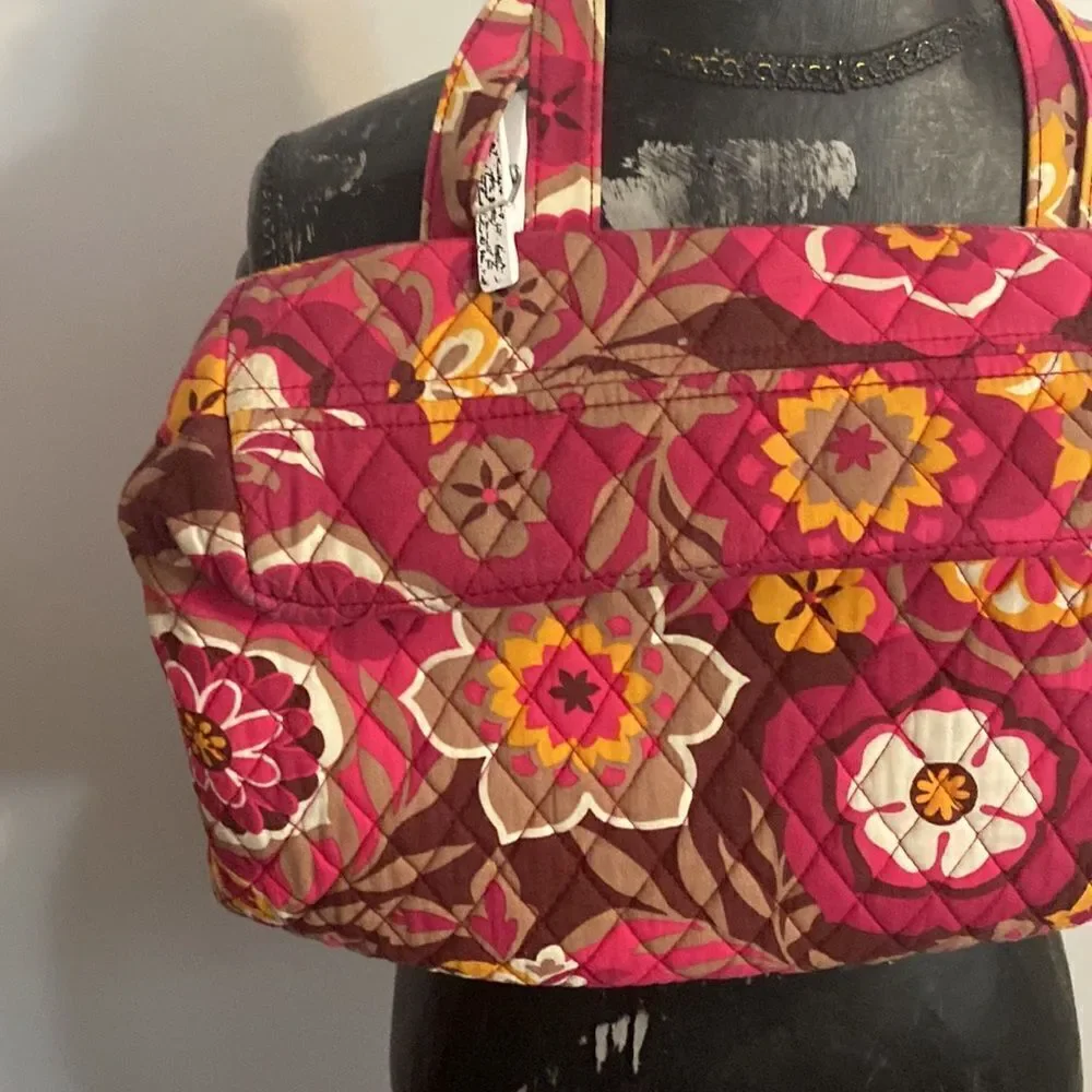 Vera Bradley Tote Brown/burgundy/white   13 x 14